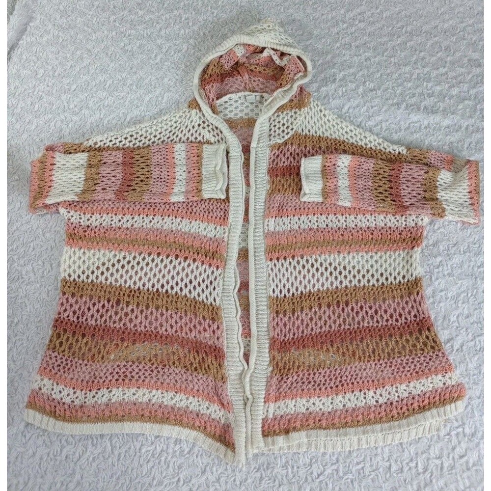 Cato Women's Cardigan Sz XL  Chunky Knit Long Sleeve Open Front With Hoodie - Picture 2 of 9